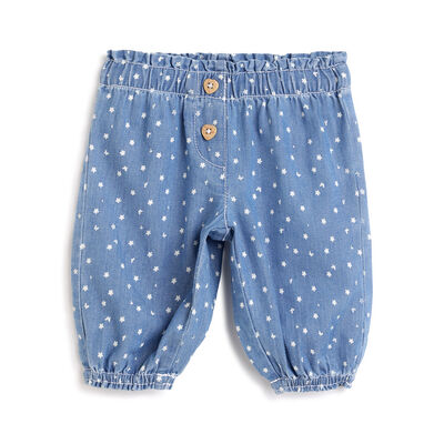 Girls Medium Light Blue Printed Jeans